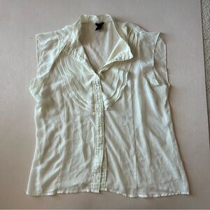 Ann Taylor Cream Button-Up Blouse
